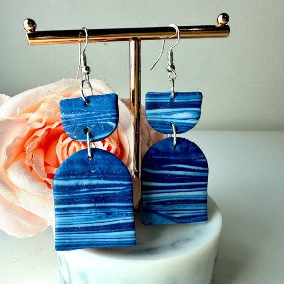 Marble design Light weight dangle statement Hand made Gorgeous earrings - Picture 8 of 12